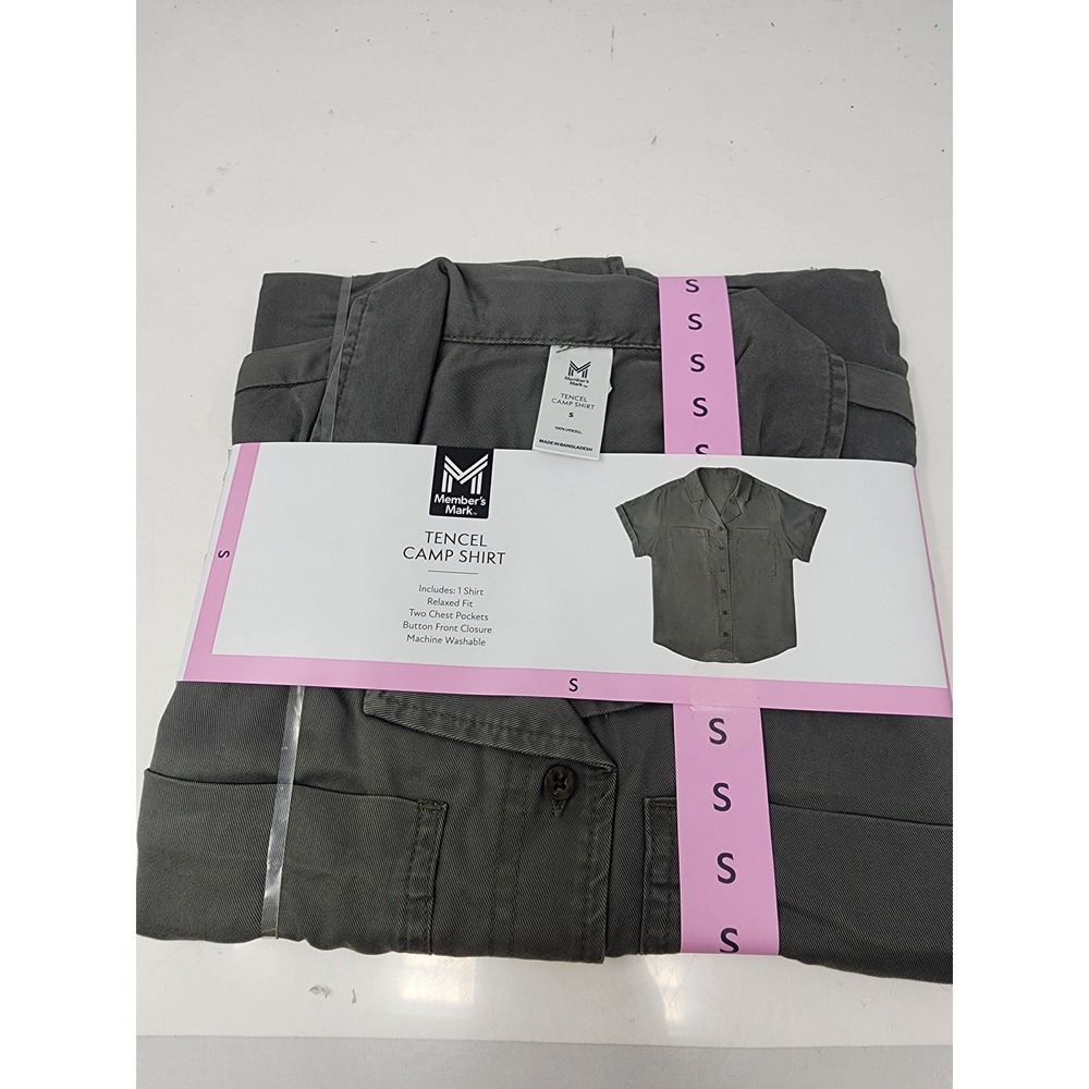 Member's Mark Womens Tencel Camp Shirt Grey Lyocell Casual Size Small